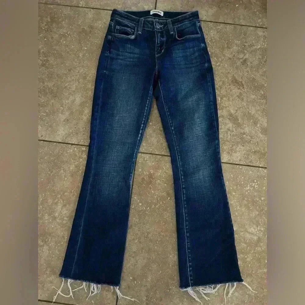 Like New L’agence Sneeki Raw Hem Straight Leg Jeans Beacon Size 23 - Picture 5 of 13